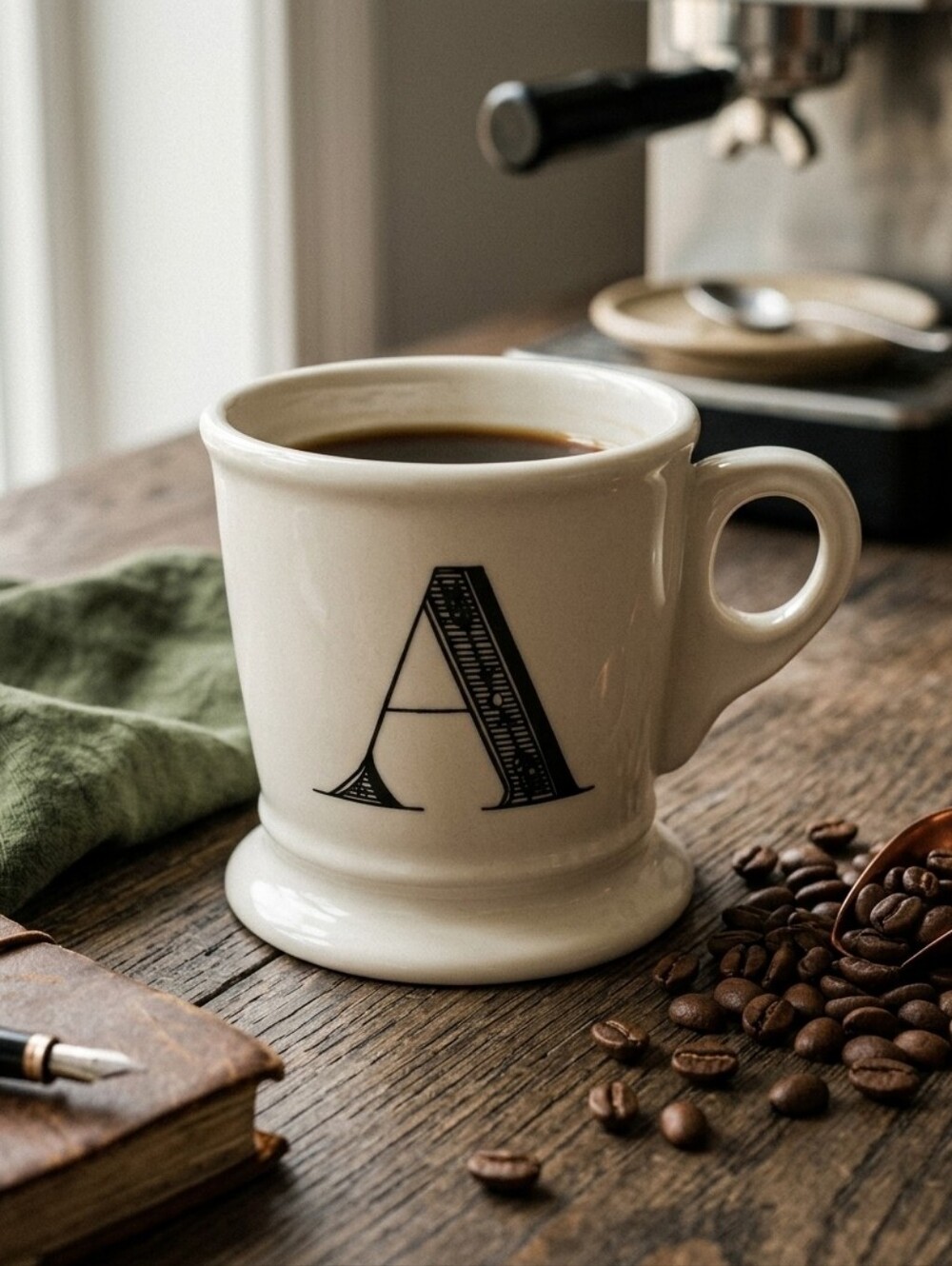 Anthropologie Monogram White Mug With Letter A